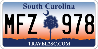 SC license plate MFZ978