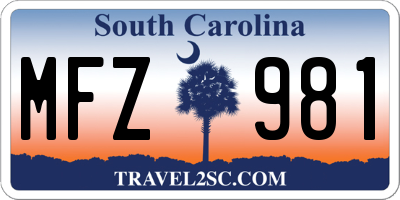 SC license plate MFZ981