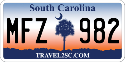 SC license plate MFZ982