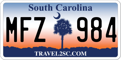 SC license plate MFZ984