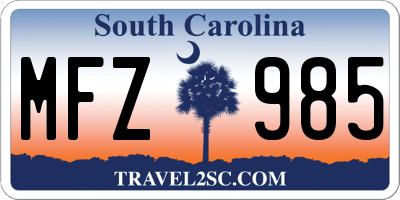SC license plate MFZ985