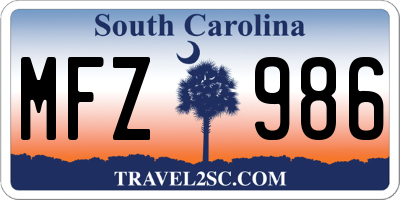 SC license plate MFZ986