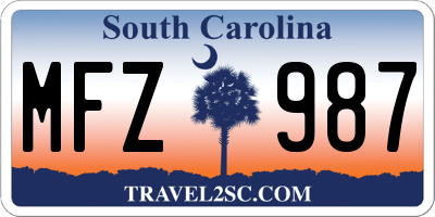 SC license plate MFZ987