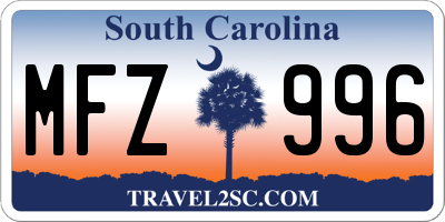SC license plate MFZ996