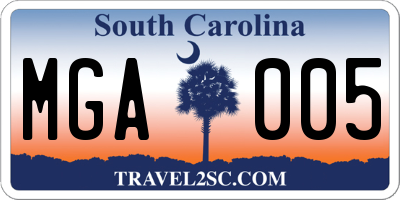 SC license plate MGA005