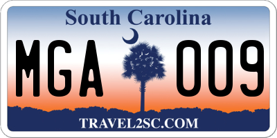 SC license plate MGA009