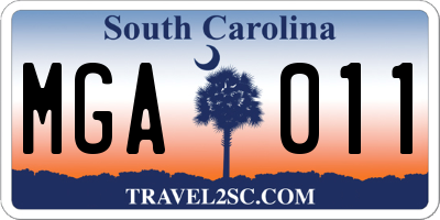 SC license plate MGA011