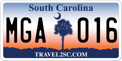 SC license plate MGA016