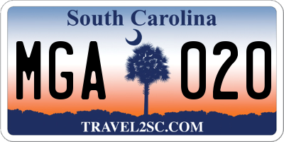 SC license plate MGA020