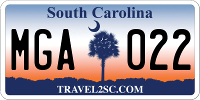 SC license plate MGA022
