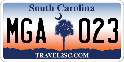 SC license plate MGA023