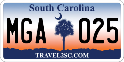 SC license plate MGA025