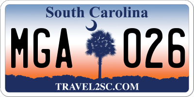 SC license plate MGA026