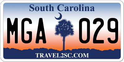 SC license plate MGA029