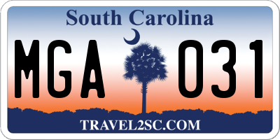SC license plate MGA031