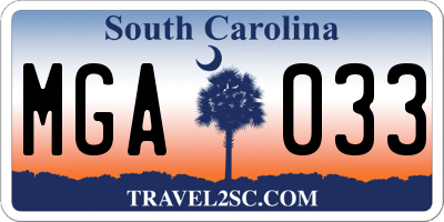 SC license plate MGA033