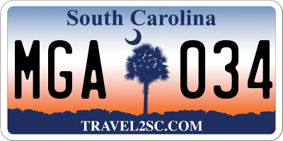 SC license plate MGA034