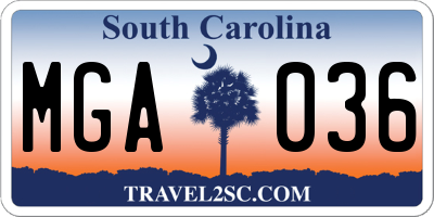 SC license plate MGA036