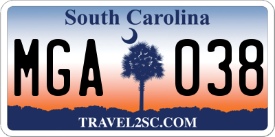 SC license plate MGA038