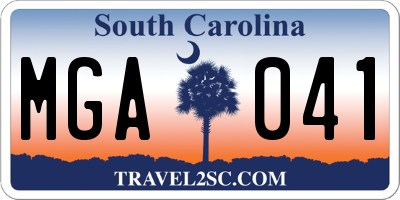 SC license plate MGA041