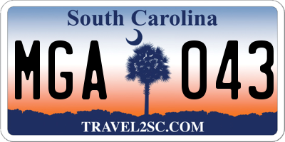 SC license plate MGA043