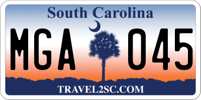 SC license plate MGA045