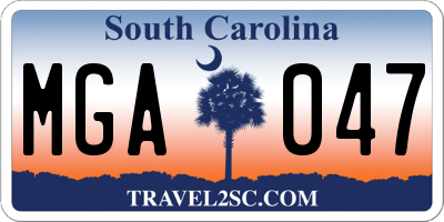 SC license plate MGA047