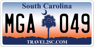 SC license plate MGA049