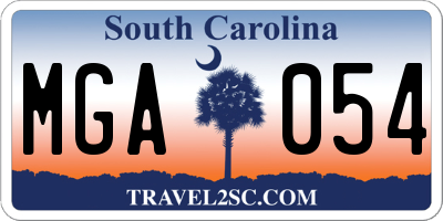 SC license plate MGA054