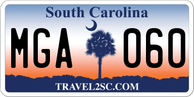 SC license plate MGA060