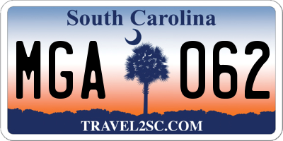 SC license plate MGA062