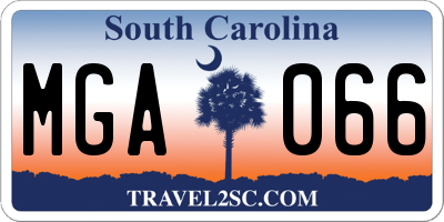 SC license plate MGA066