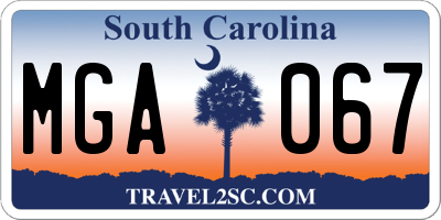SC license plate MGA067