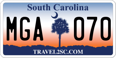 SC license plate MGA070