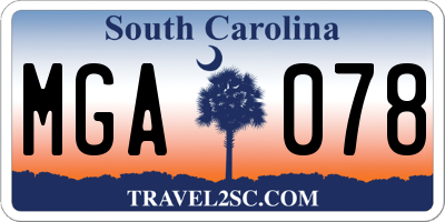 SC license plate MGA078