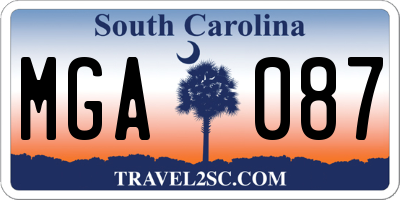 SC license plate MGA087