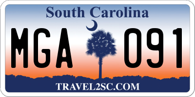 SC license plate MGA091