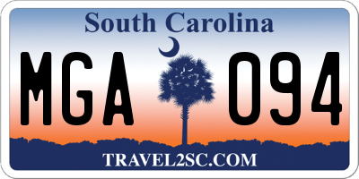 SC license plate MGA094