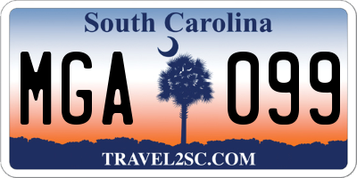 SC license plate MGA099