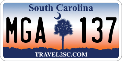 SC license plate MGA137