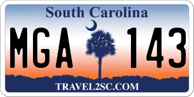 SC license plate MGA143