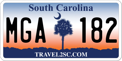 SC license plate MGA182