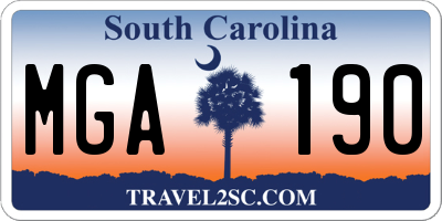 SC license plate MGA190