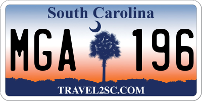 SC license plate MGA196