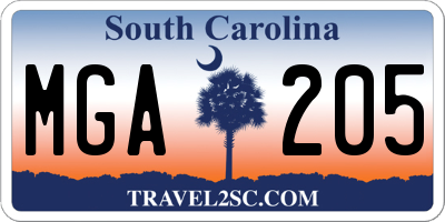 SC license plate MGA205