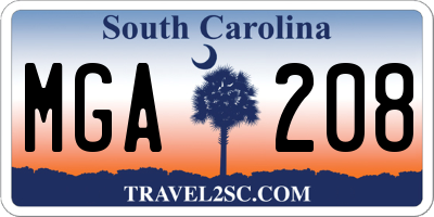SC license plate MGA208
