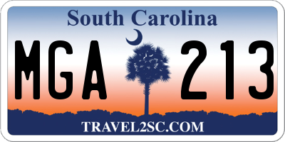 SC license plate MGA213