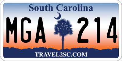 SC license plate MGA214