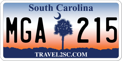 SC license plate MGA215