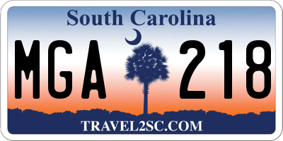 SC license plate MGA218